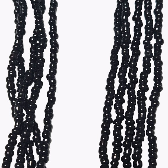 Boho Abalone Pendant Black Seed Beaded Multi Strand Statement Necklace Jewelry - Picture 4 of 8
